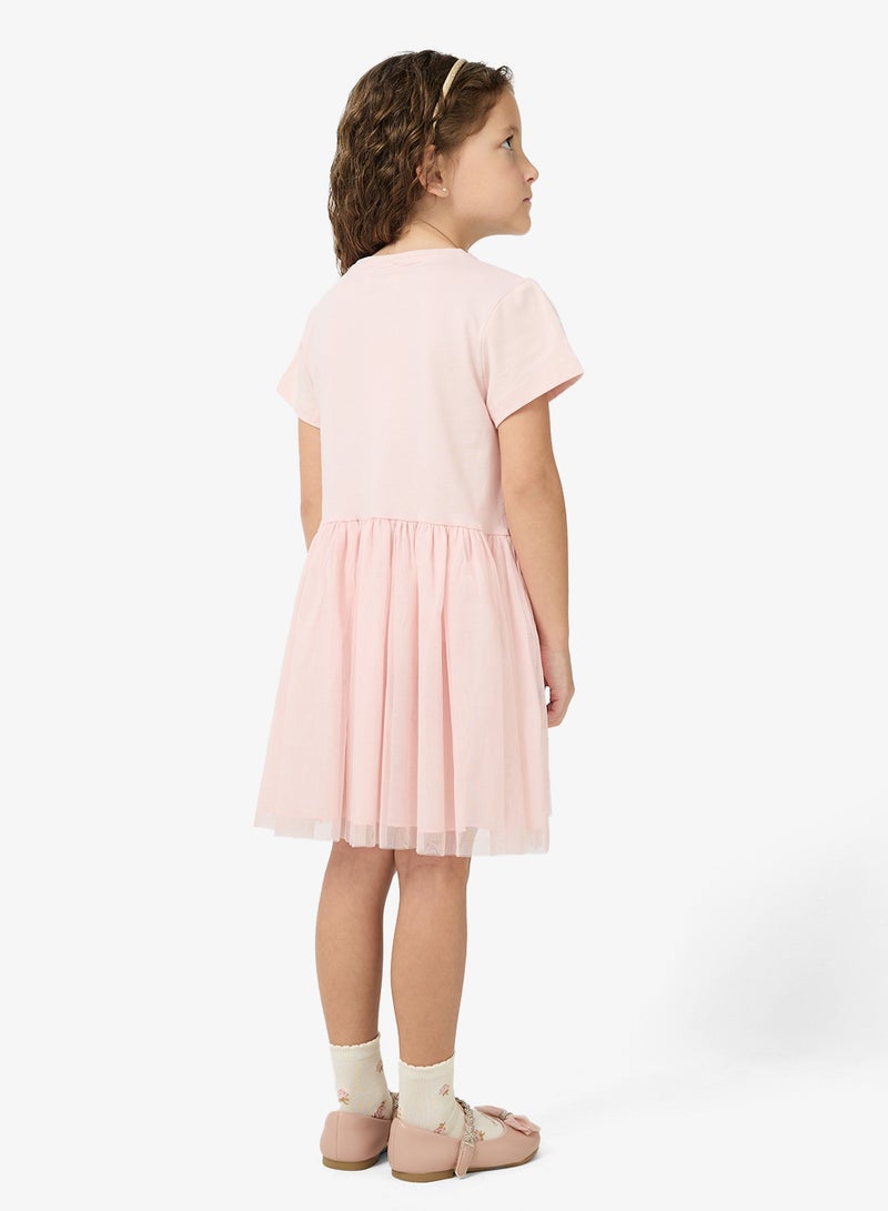 Pinata Short Sleeve Printed Tulle Dress - Image 2
